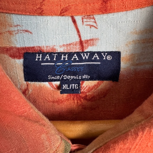 Hathaway Classics Men's Button Up Short Sleeve Rayon Tropical Hawaiian Shirt XL - Picture 3 of 14